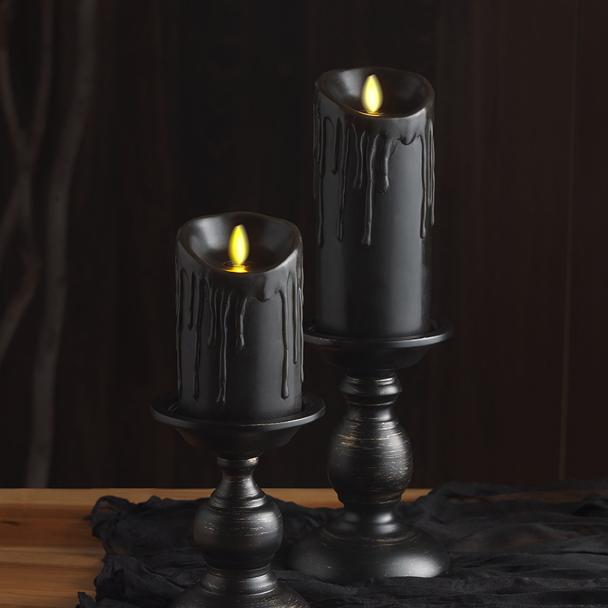 Alt image 2 for Wax Drip Flameless Pillar Candle&#160;- Black