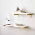 Linear White Lacquer Wall Shelves with Jordan Brackets