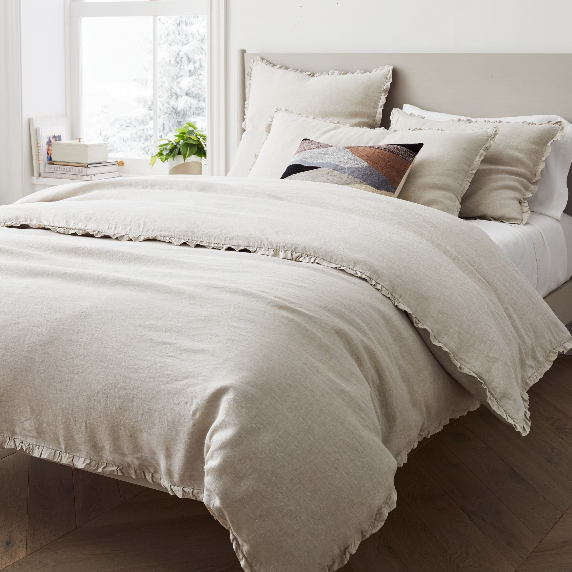 European Flax Linen Ruffle Duvet Cover & Shams | West Elm