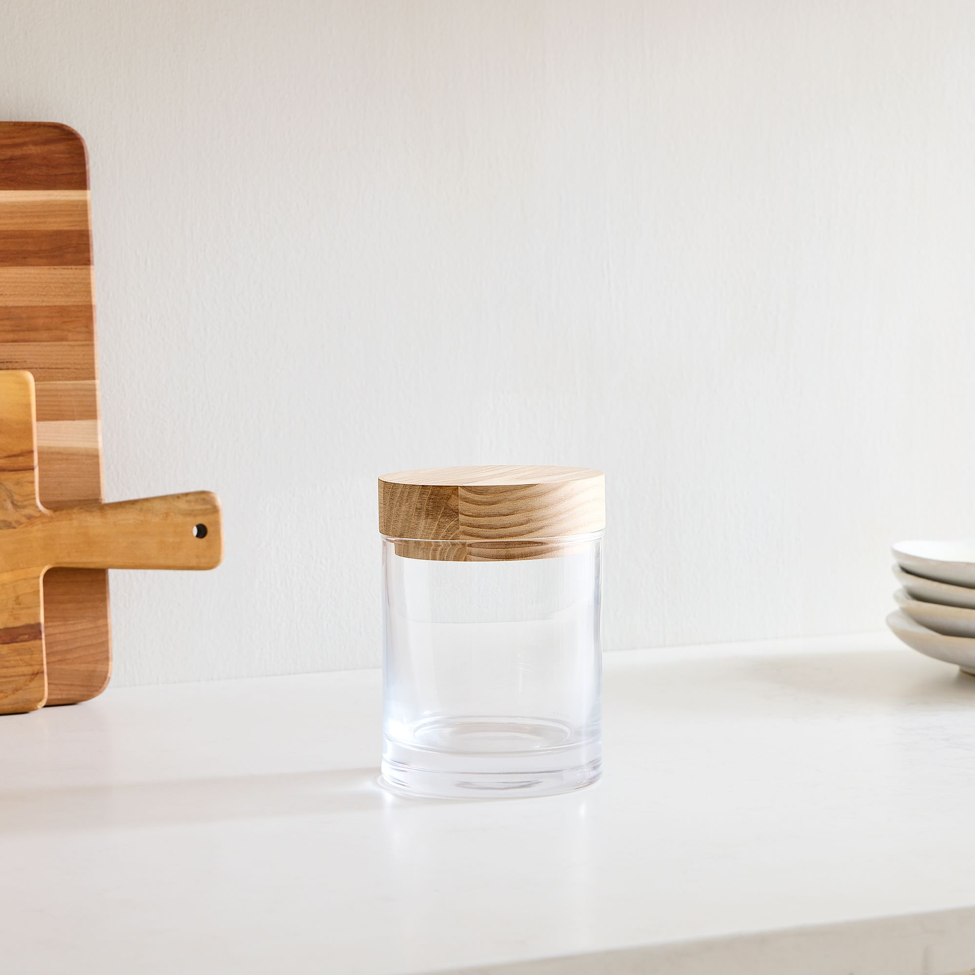 Lotta Wood Top Glass Kitchen Canisters | West Elm