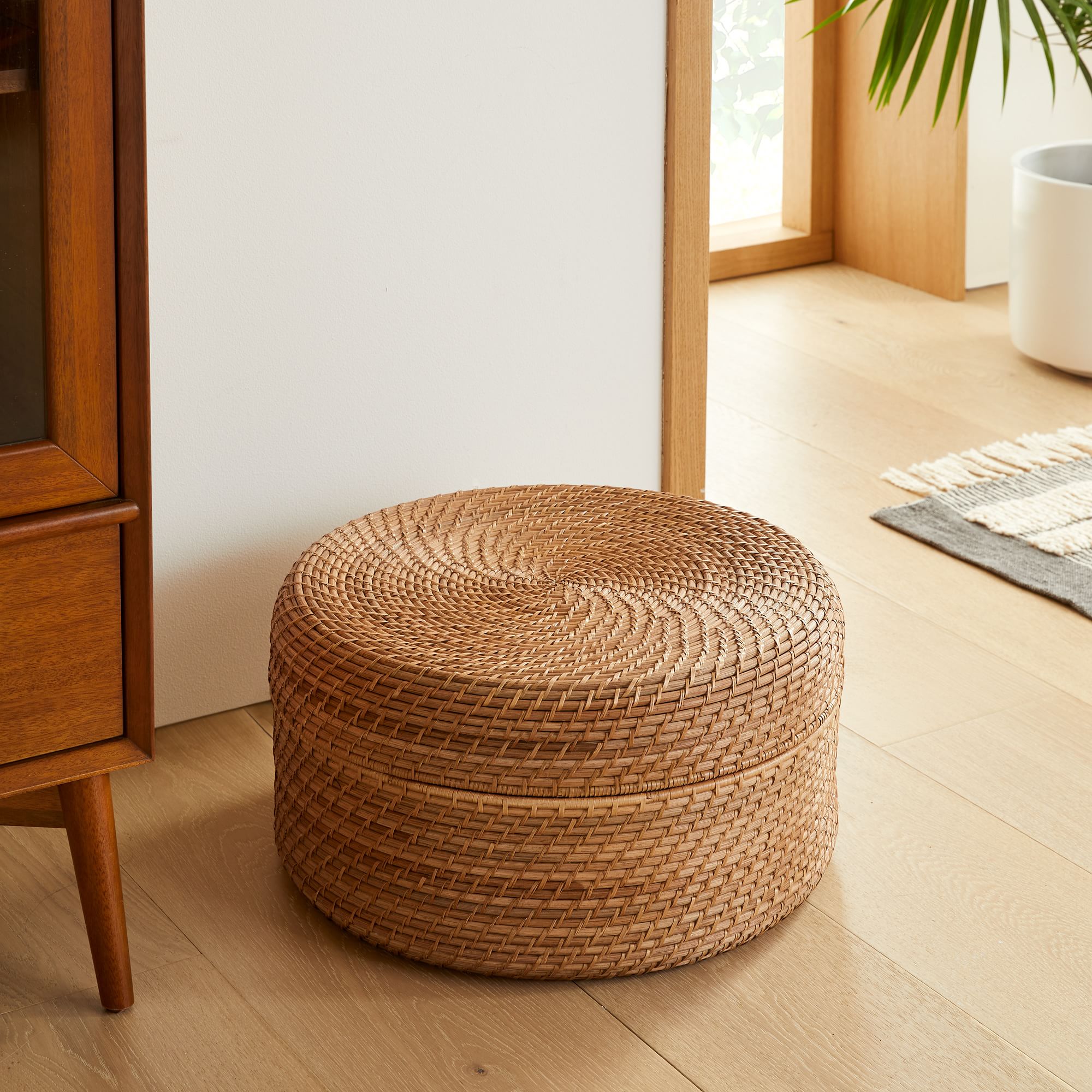 Modern Weave Rattan Round Lidded Baskets | West Elm