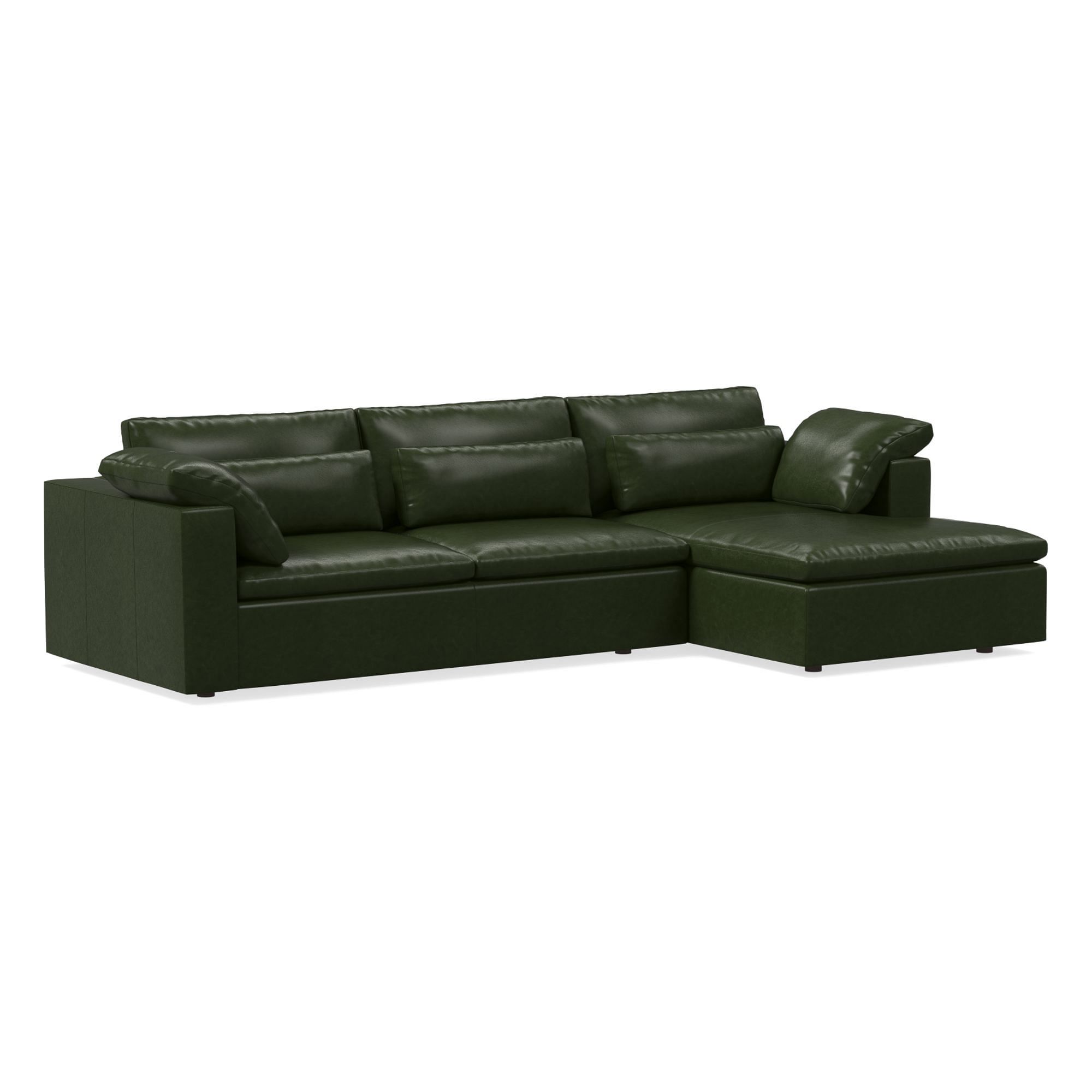 Harmony Modular Leather 2-Piece Sleeper Sectional w/Storage Chaise (123") | West Elm