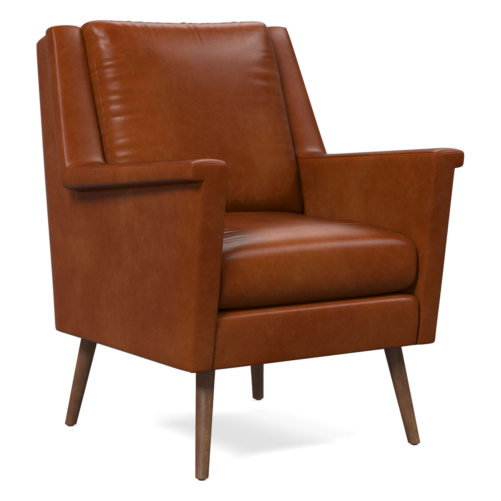 Carlo Leather Mid-Century Chair - Wood Legs | West Elm