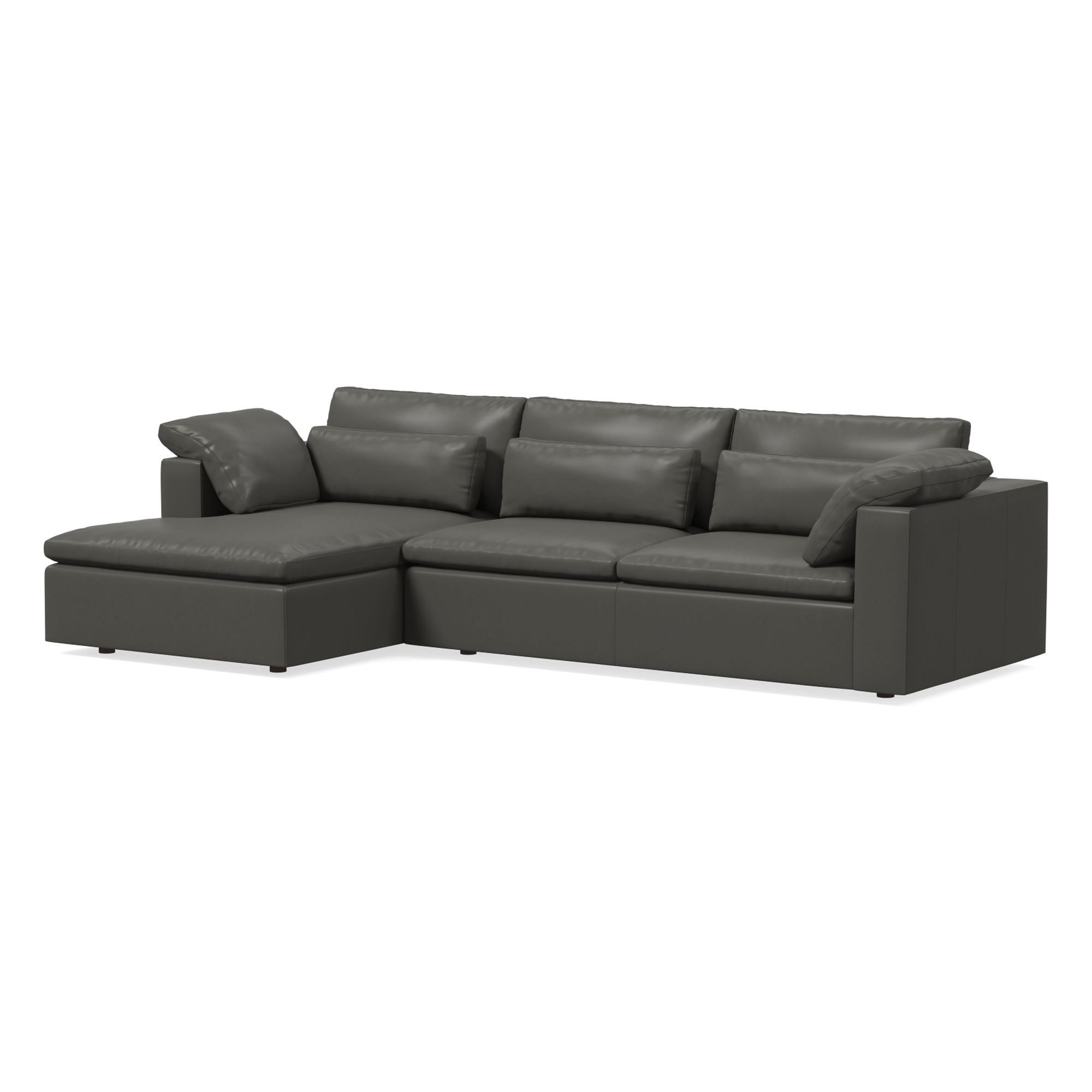 Harmony Modular Leather 2-Piece Sleeper Sectional w/Storage Chaise (123") | West Elm