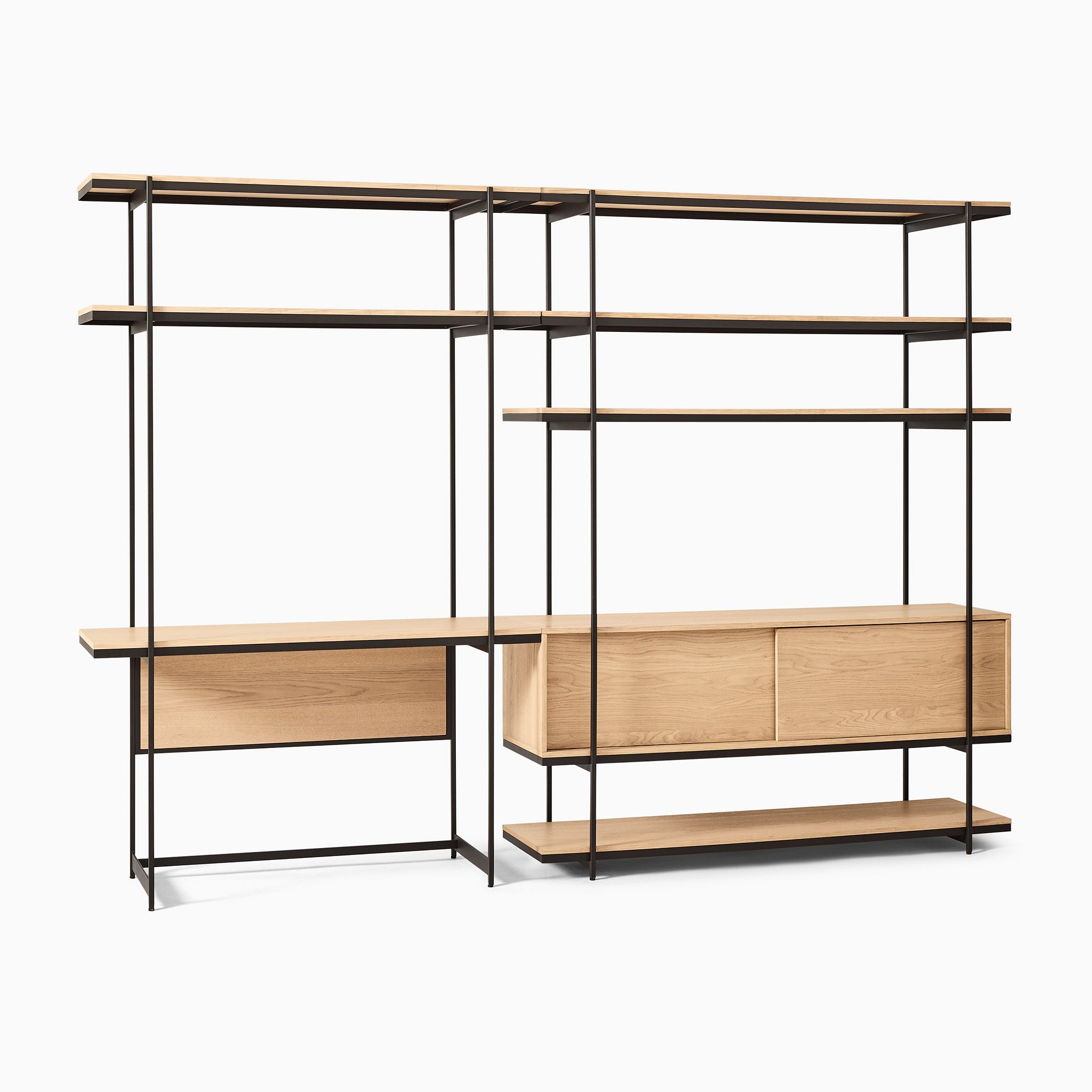 Pierce Wall Desk w/ Wide Shelf Unit (110") | West Elm