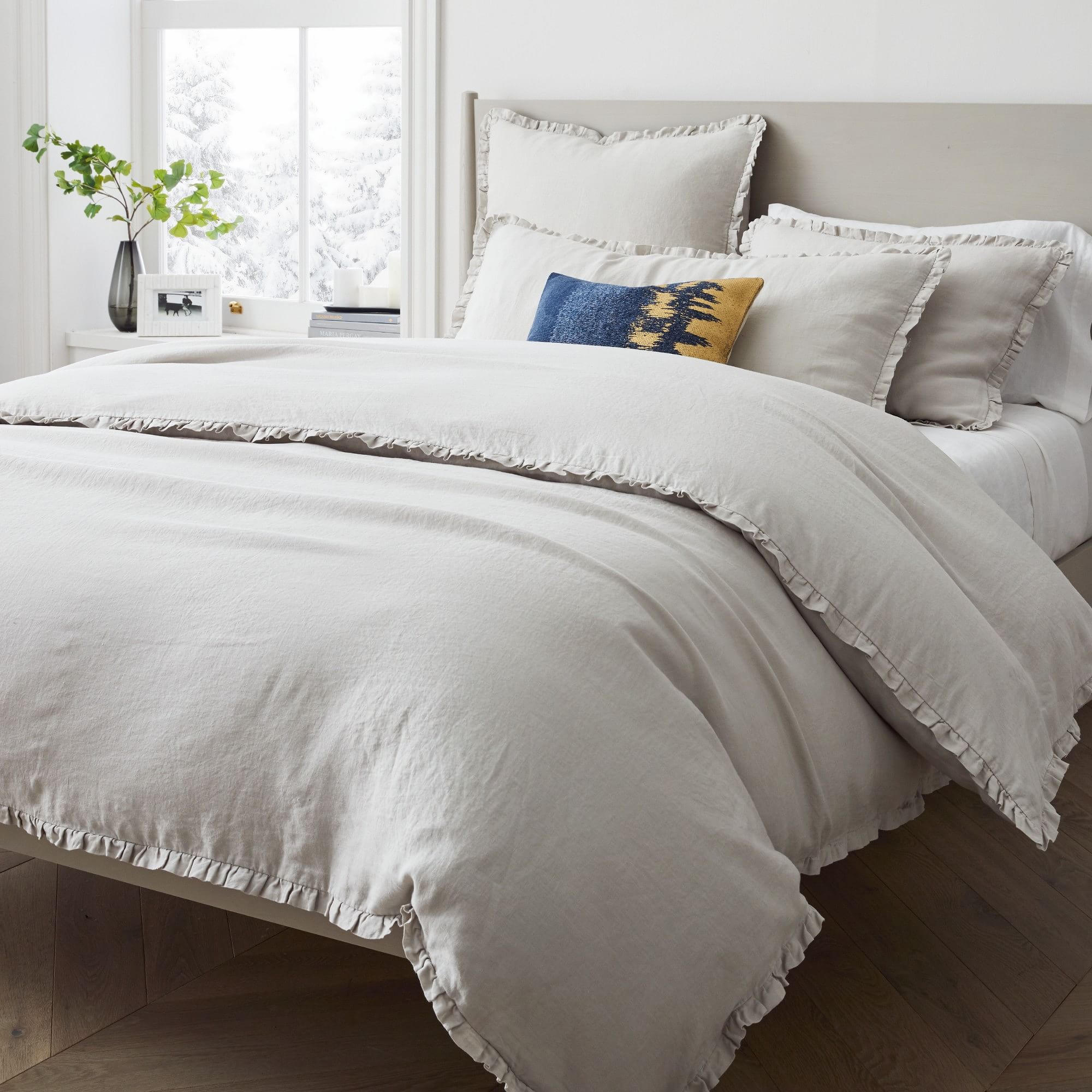 European Flax Linen Ruffle Duvet Cover & Shams | West Elm