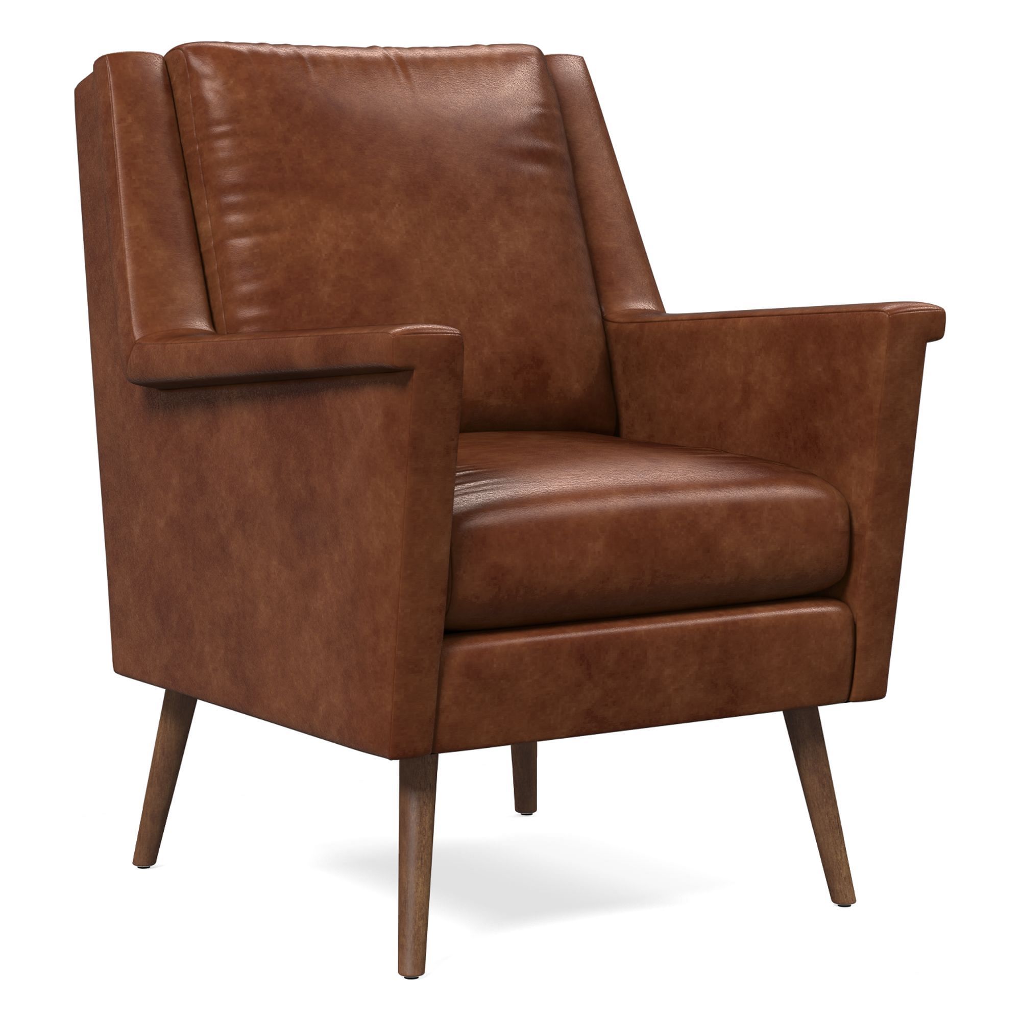 Carlo Leather Mid-Century Chair - Wood Legs | West Elm