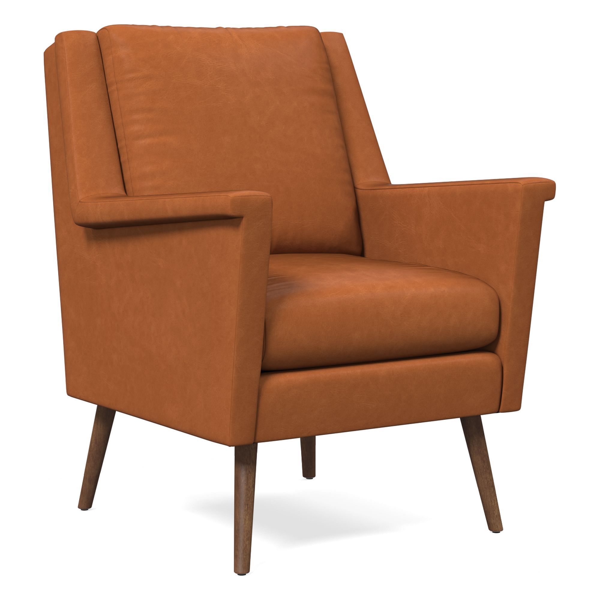 Carlo Leather Mid-Century Chair - Wood Legs | West Elm