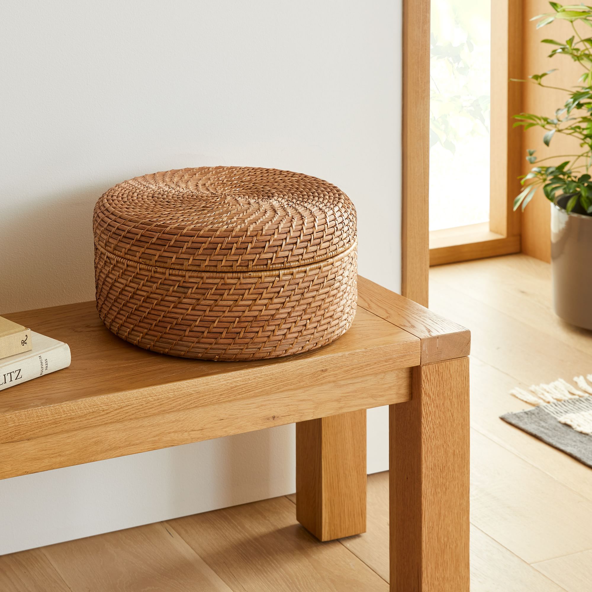 Modern Weave Rattan Round Lidded Baskets | West Elm