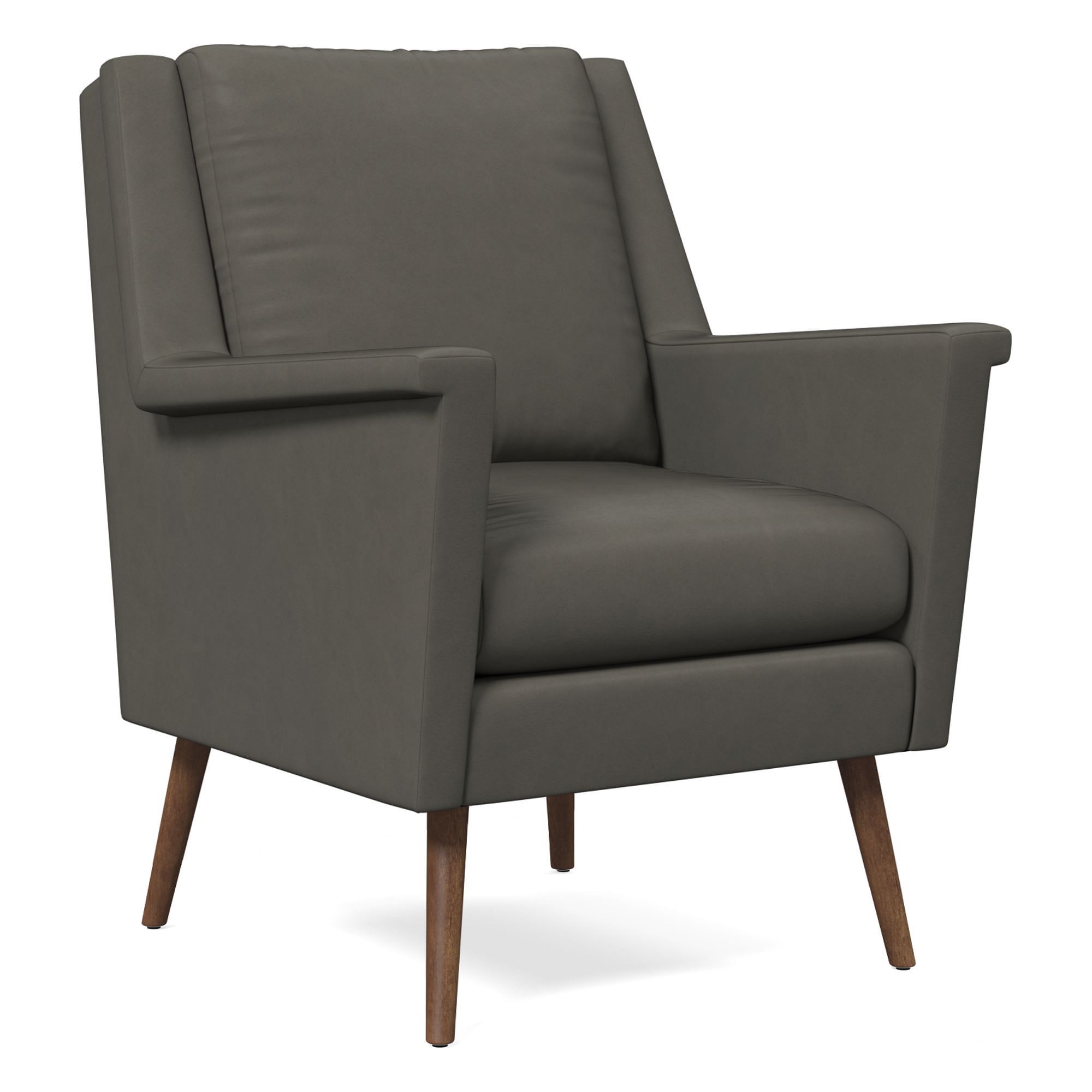 Carlo Leather Mid-Century Chair - Wood Legs | West Elm