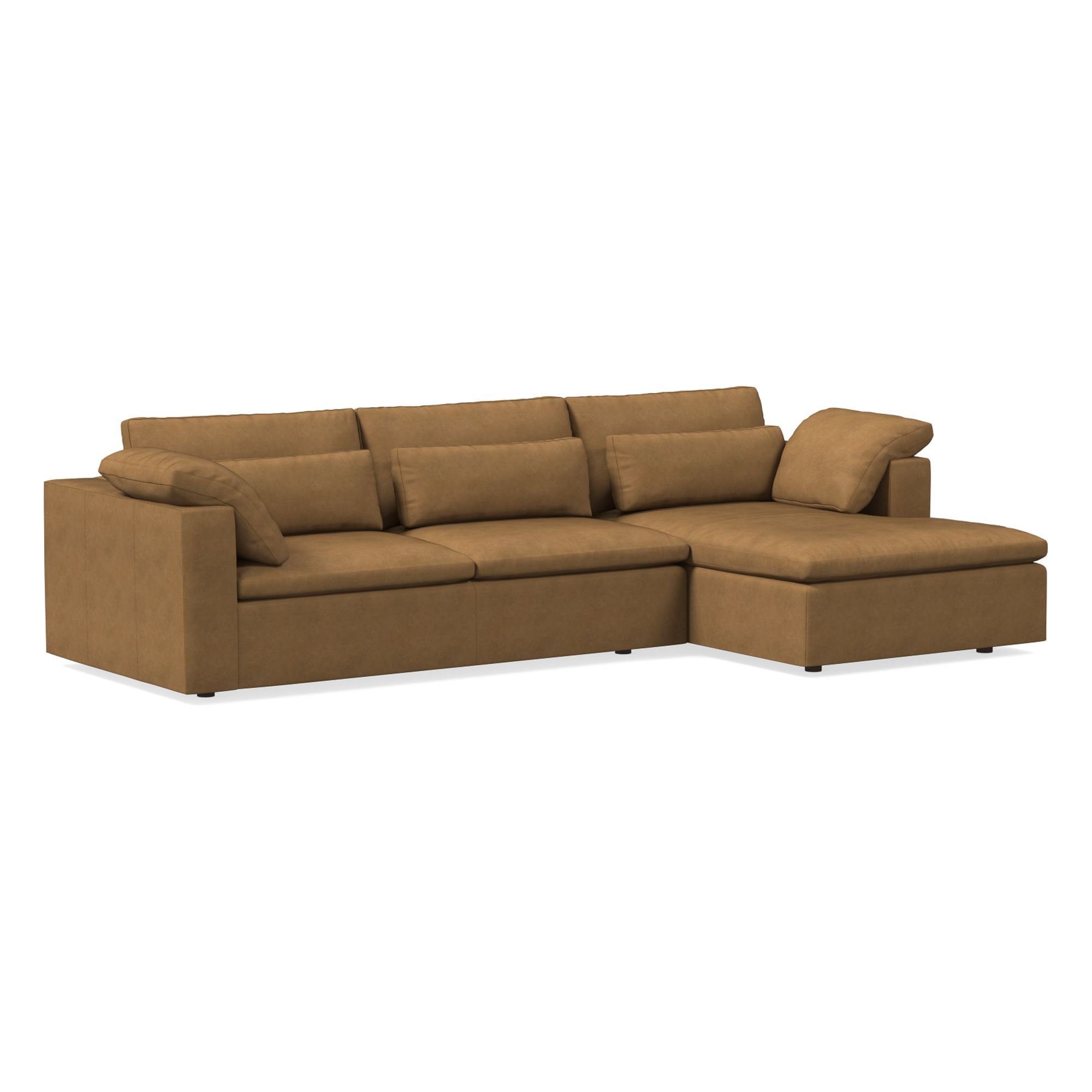 Harmony Modular Leather 2-Piece Sleeper Sectional w/Storage Chaise (123") | West Elm