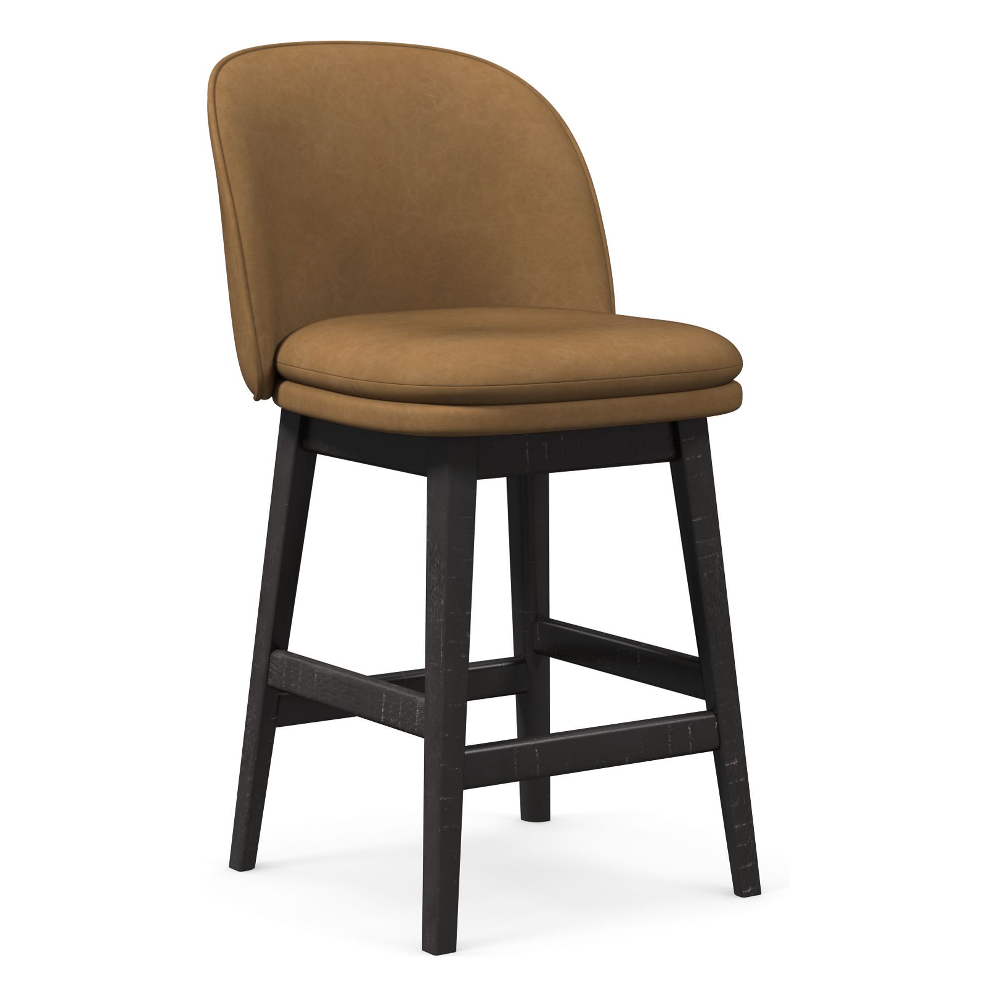 Wayne Leather Armless Swivel Bar & Counter Stools | West Elm