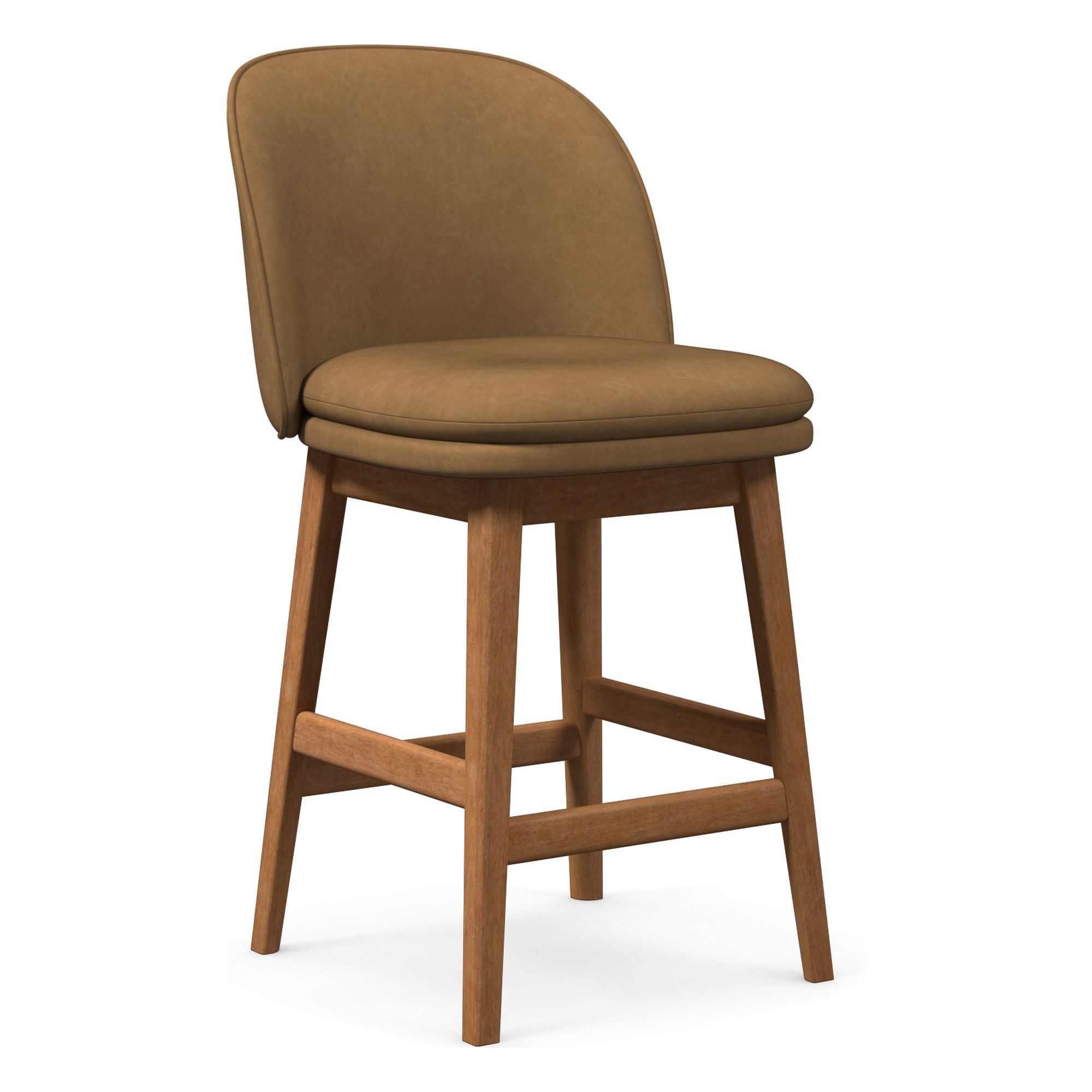 Wayne Leather Armless Swivel Bar & Counter Stools | West Elm