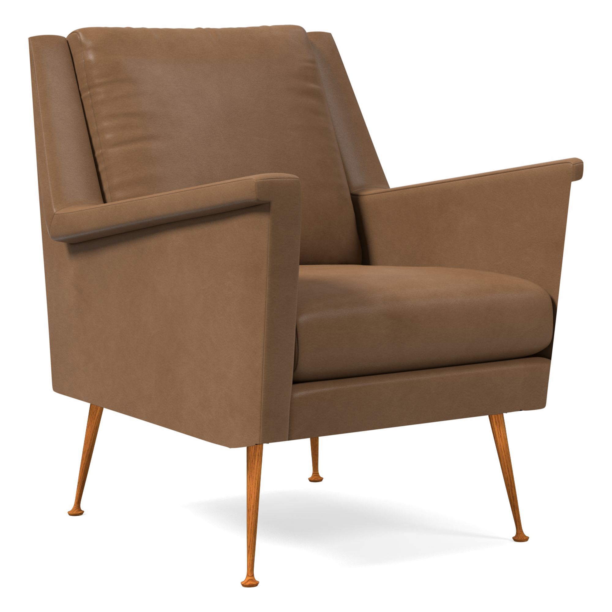 Carlo Leather Mid-Century Chair - Wood Legs | West Elm