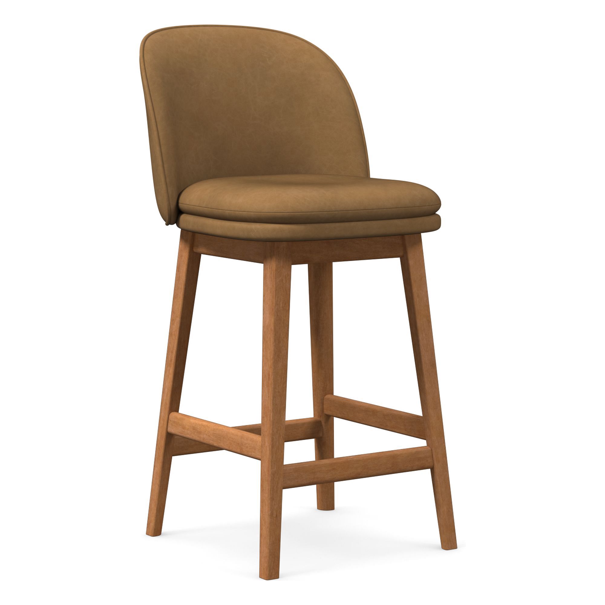 Wayne Leather Armless Swivel Bar & Counter Stools | West Elm