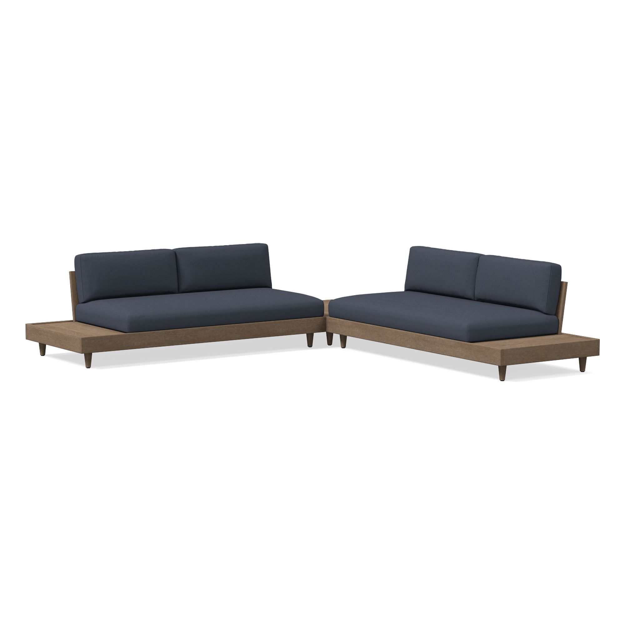 Portside Low Outdoor 3-Piece Sectional with Coffee Table Cushion Covers | West Elm