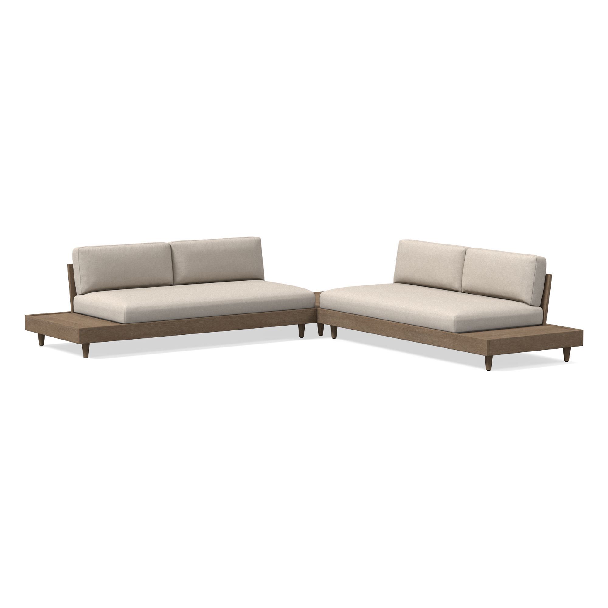 Portside Low Outdoor 3-Piece Sectional with Coffee Table Cushion Covers | West Elm