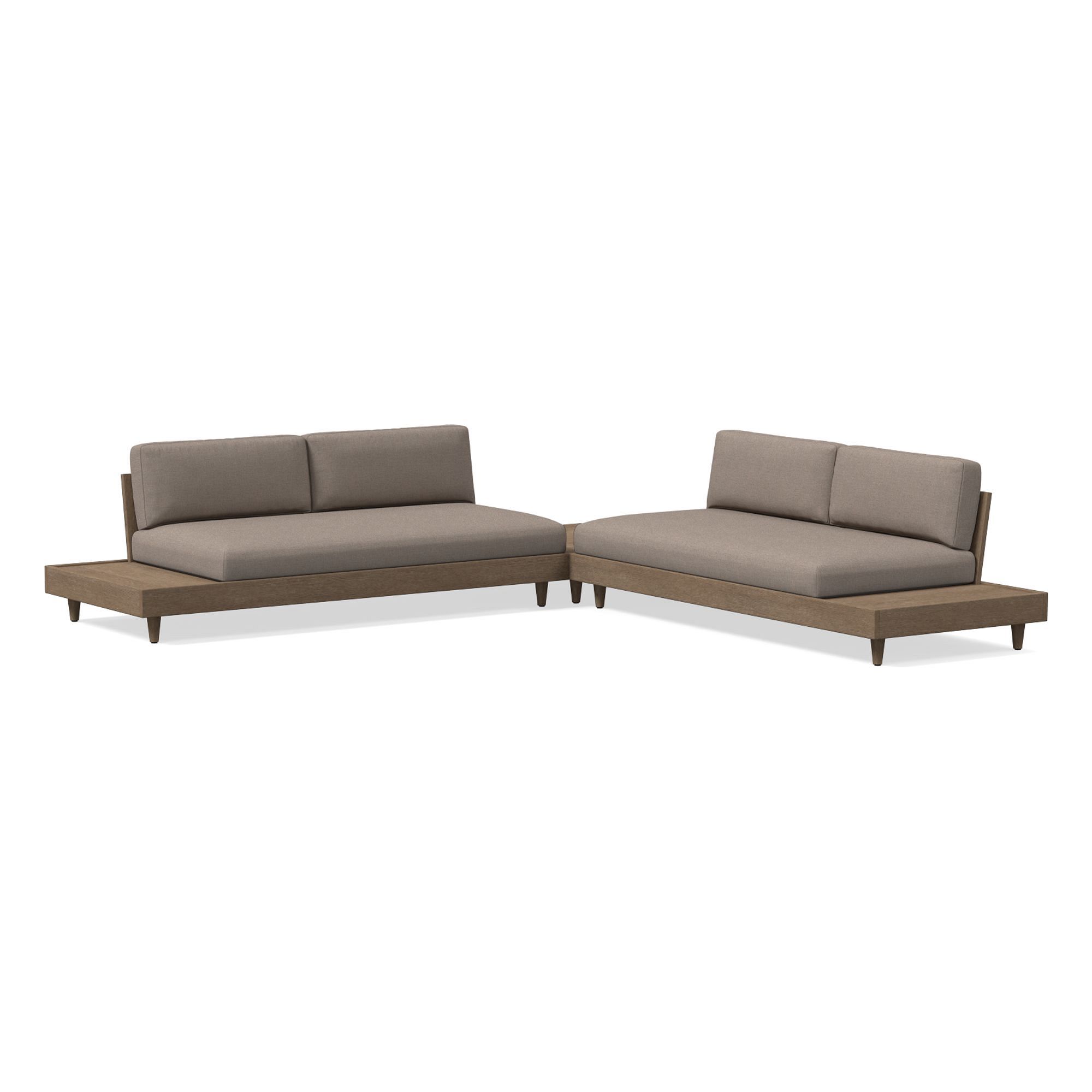 Portside Low Outdoor 3-Piece Sectional with Coffee Table Cushion Covers | West Elm