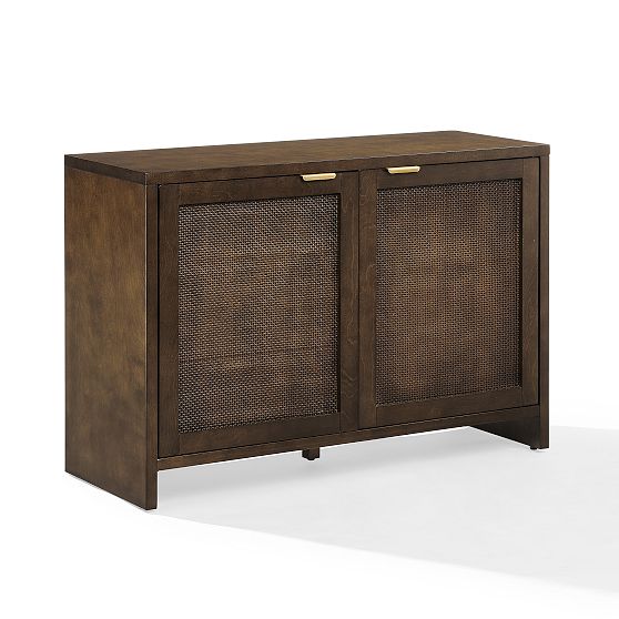 Kenji Handwoven Poly-Rattan 40'' Brown Media Console with Vinyl Storage