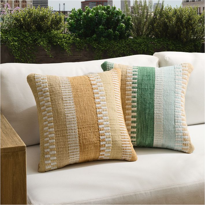 Outdoor Checkerboard Stripe Pillow