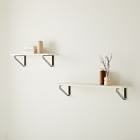 Linear White  Lacquer Wall Shelves with Parallel Brackets