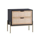 Lofted Rattan &amp; Wood 2-Drawer Nightstand (25.75&quot;)
