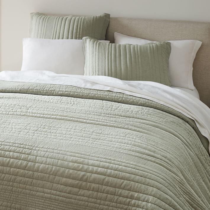 European Flax Linen Linework Quilt & Shams
