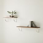Linear Cool Walnut Wood Wall Shelves with Arch Brackets
