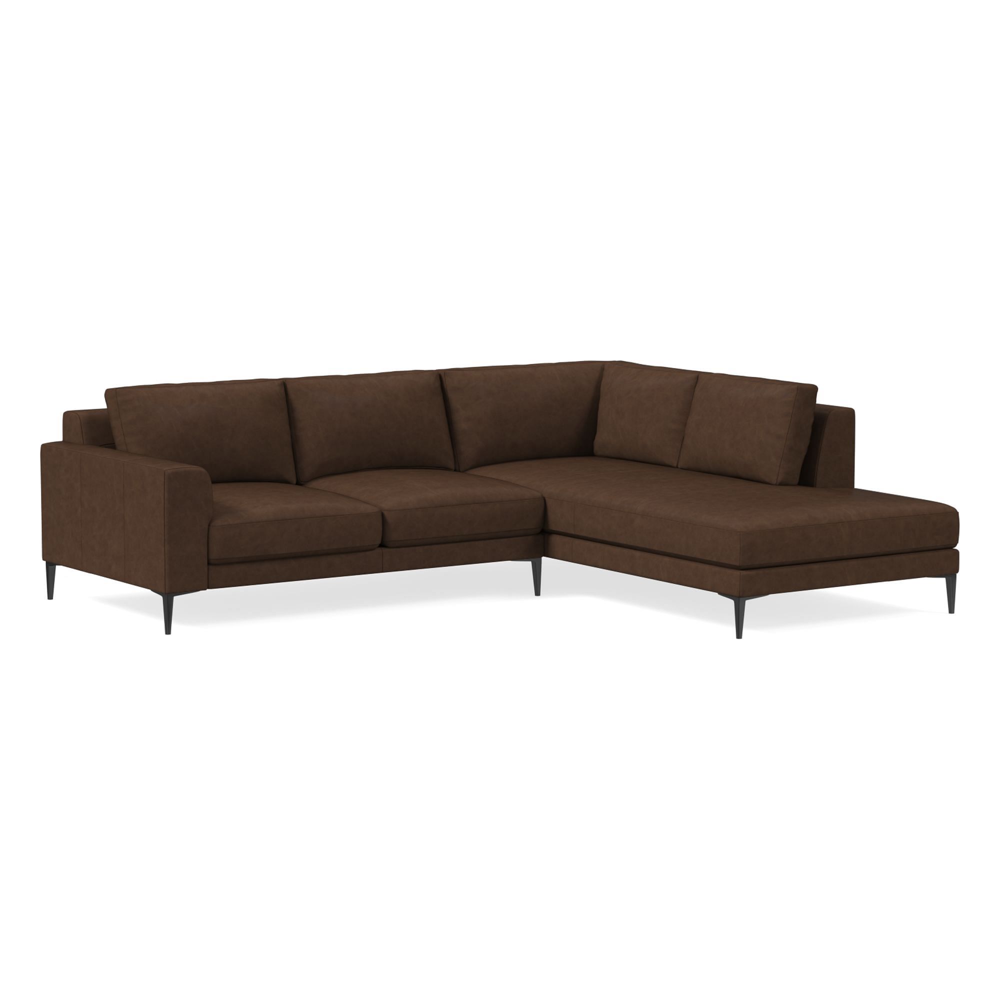 Harper Leather 2-Piece Bumper Chaise Sectional (106"–116") | West Elm