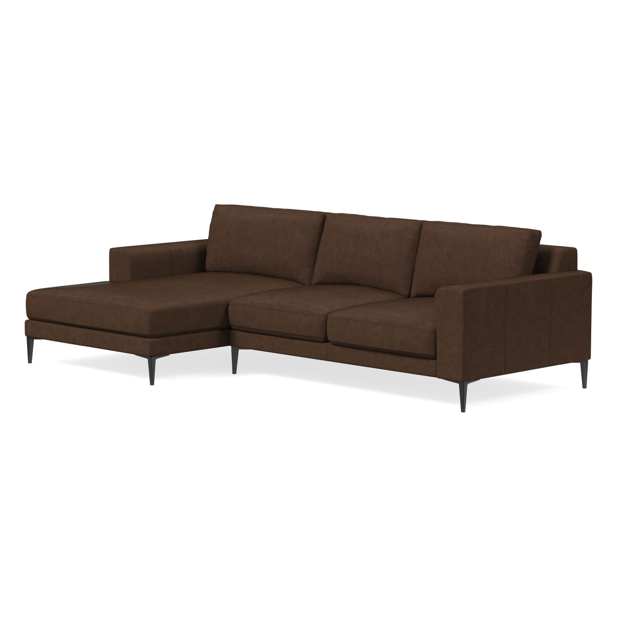 Harper Leather 2-Piece Chaise Sectional (106"–116") | West Elm