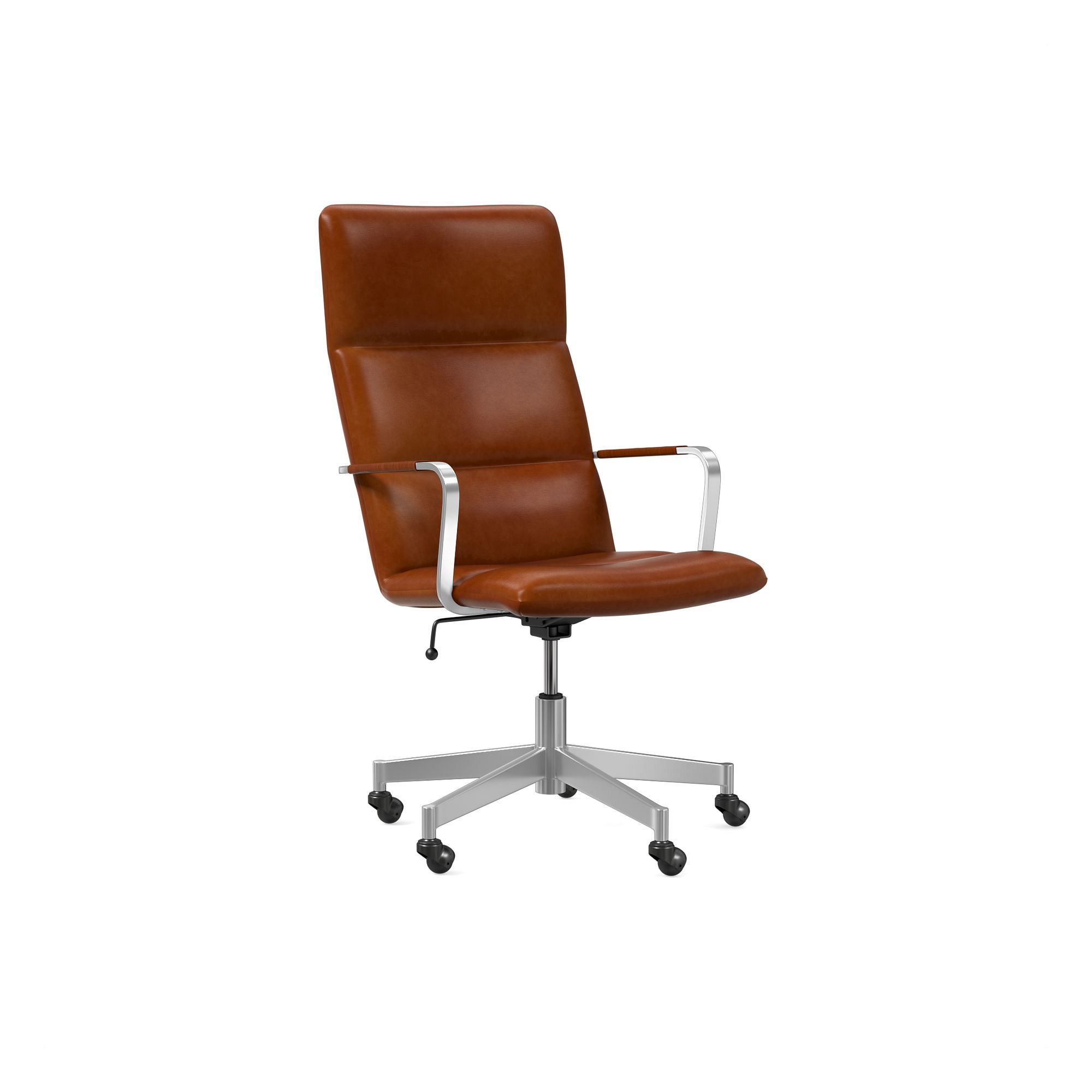 Cooper Mid-Century High-Back Leather Swivel Office Chair | West Elm