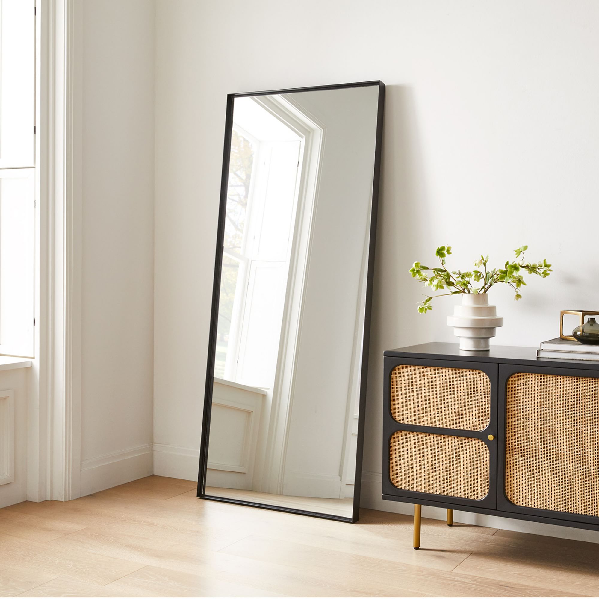 Deep Frame Thin Metal Floor Mirror | West Elm