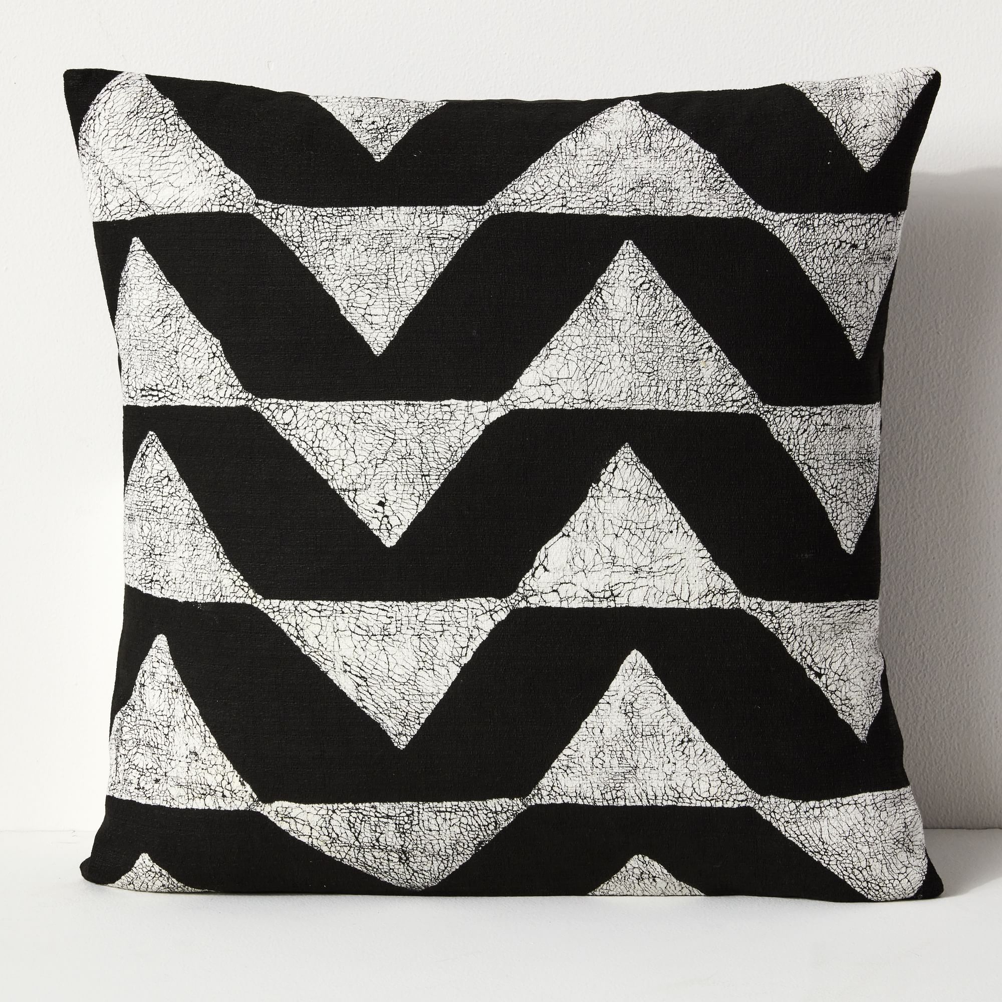Sadza Batik Triangles Pillow Cover - Black | West Elm