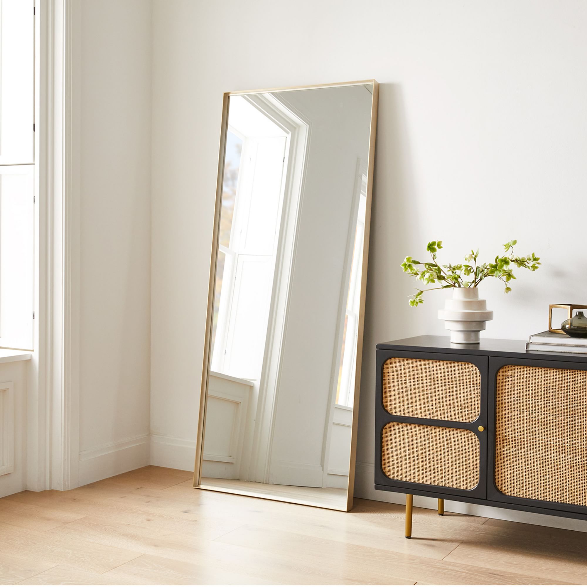 Deep Frame Thin Metal Floor Mirror | West Elm