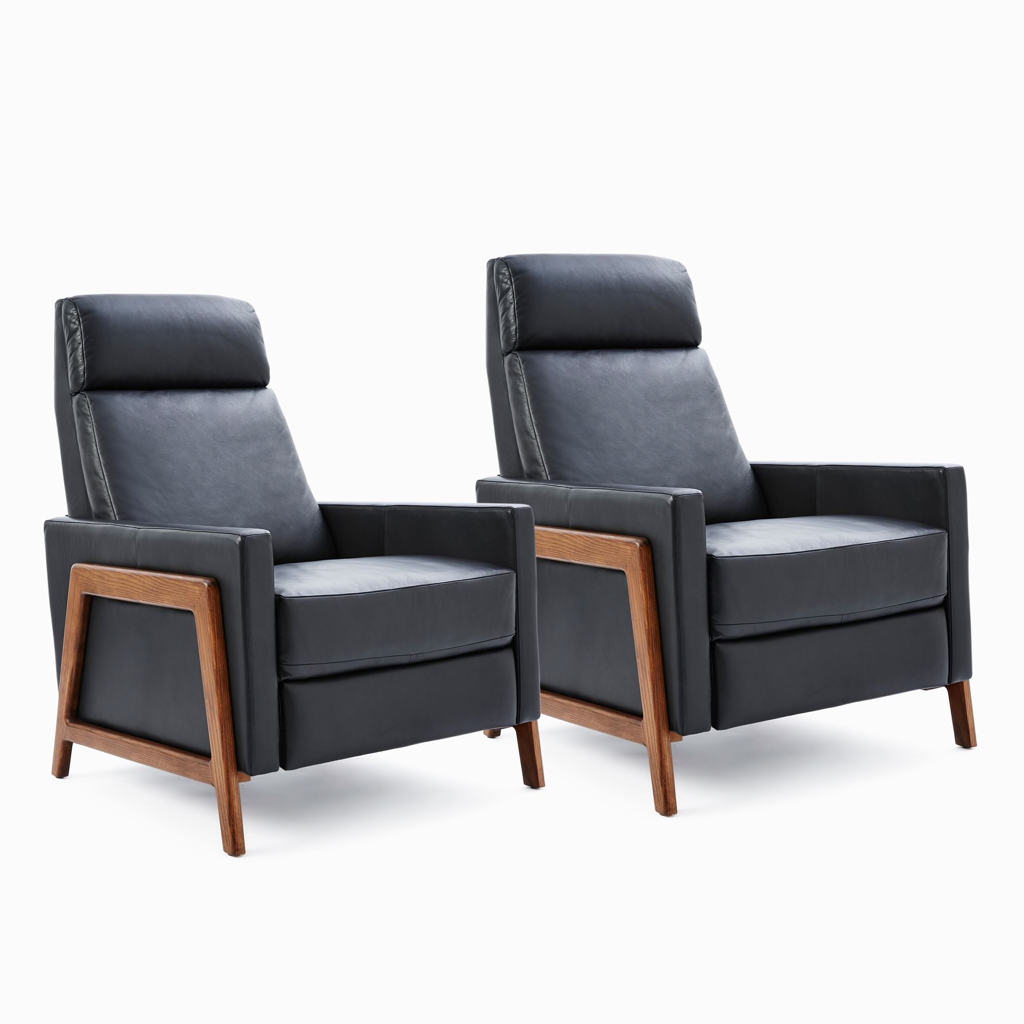 Spencer Wood-Framed Leather Recliner | West Elm