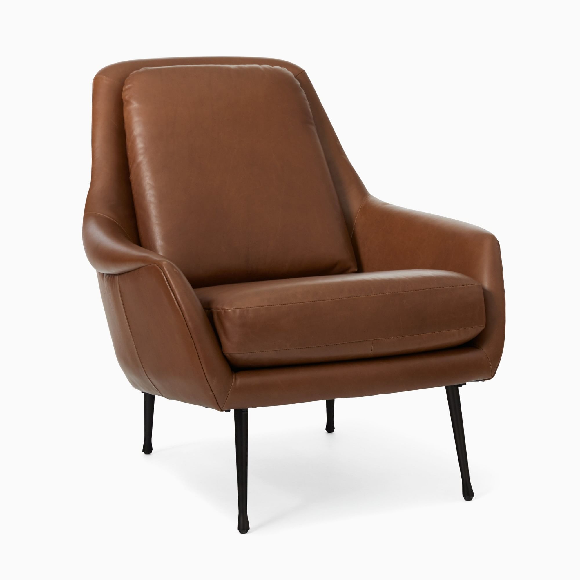 Lottie Leather Chair - Metal Legs | West Elm