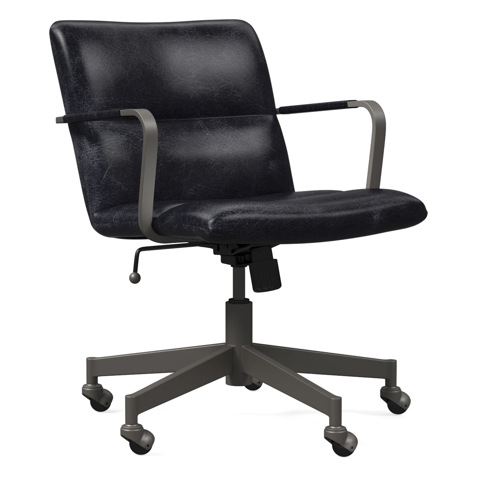 Cooper Mid-Century Leather Swivel Office Chair | West Elm