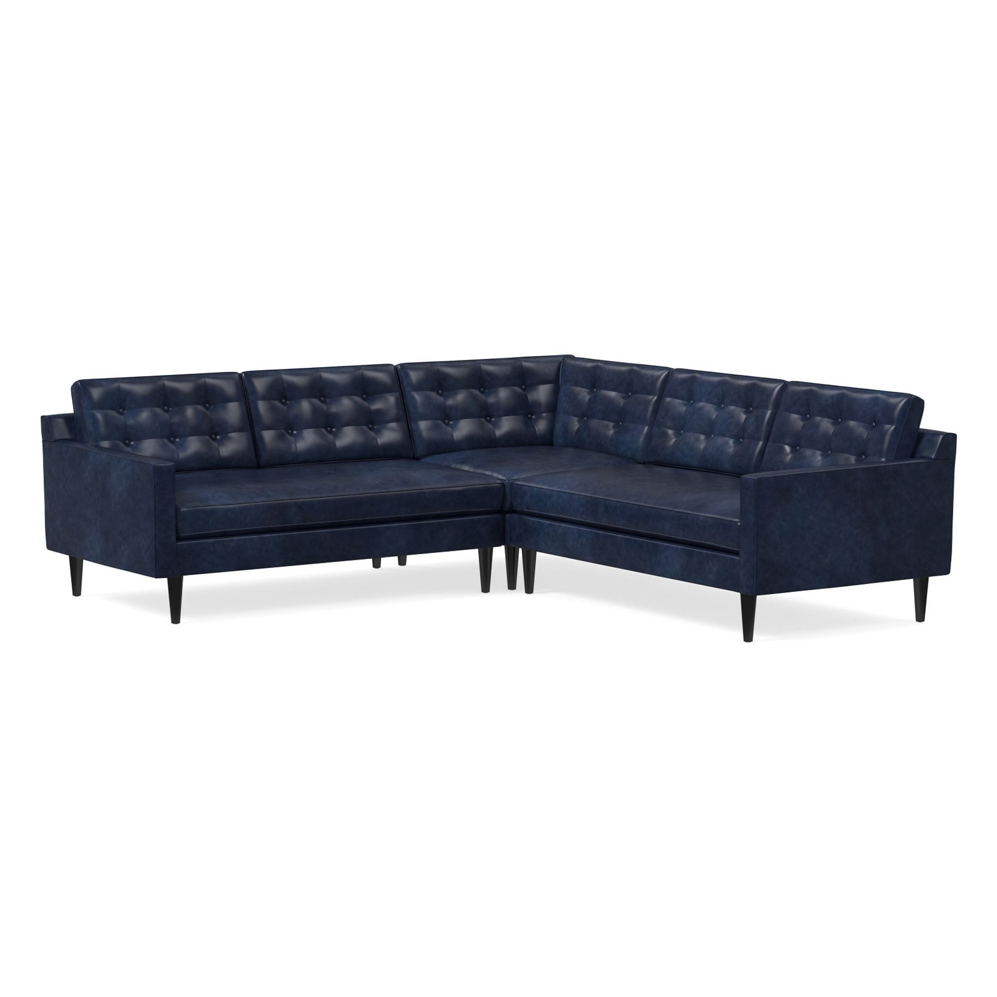 Drake Leather 3-Piece L-Shaped Sectional (100") | West Elm