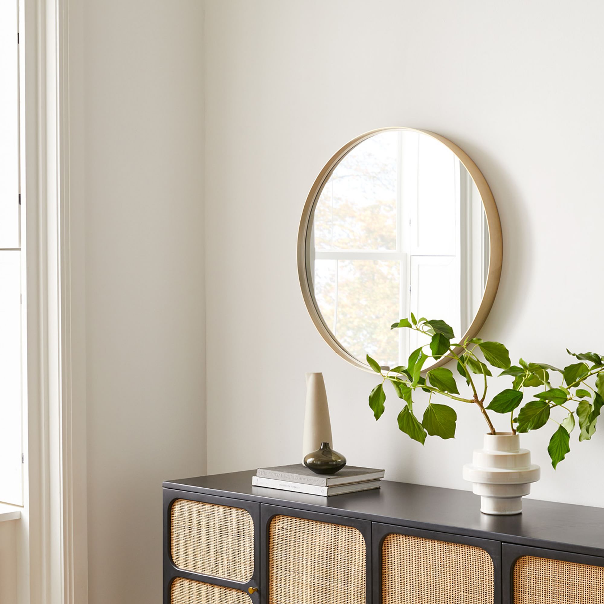 Deep Frame Round Thin Metal Wall Mirror | West Elm