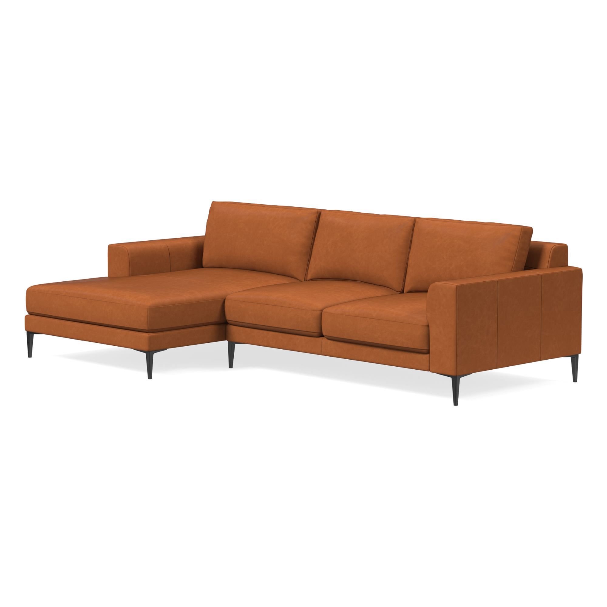 Harper Leather 2-Piece Chaise Sectional (106"–116") | West Elm