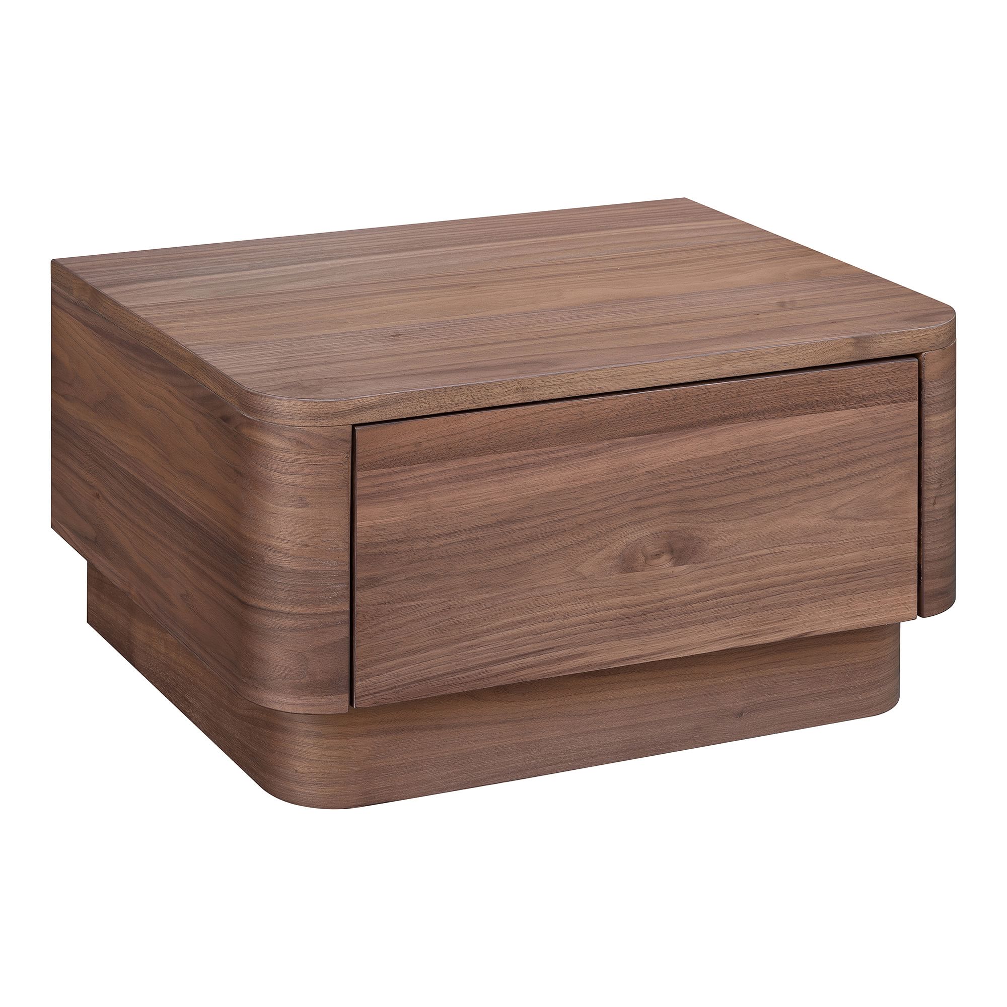 Rina Curved Oak Pedestal Nightstand | West Elm