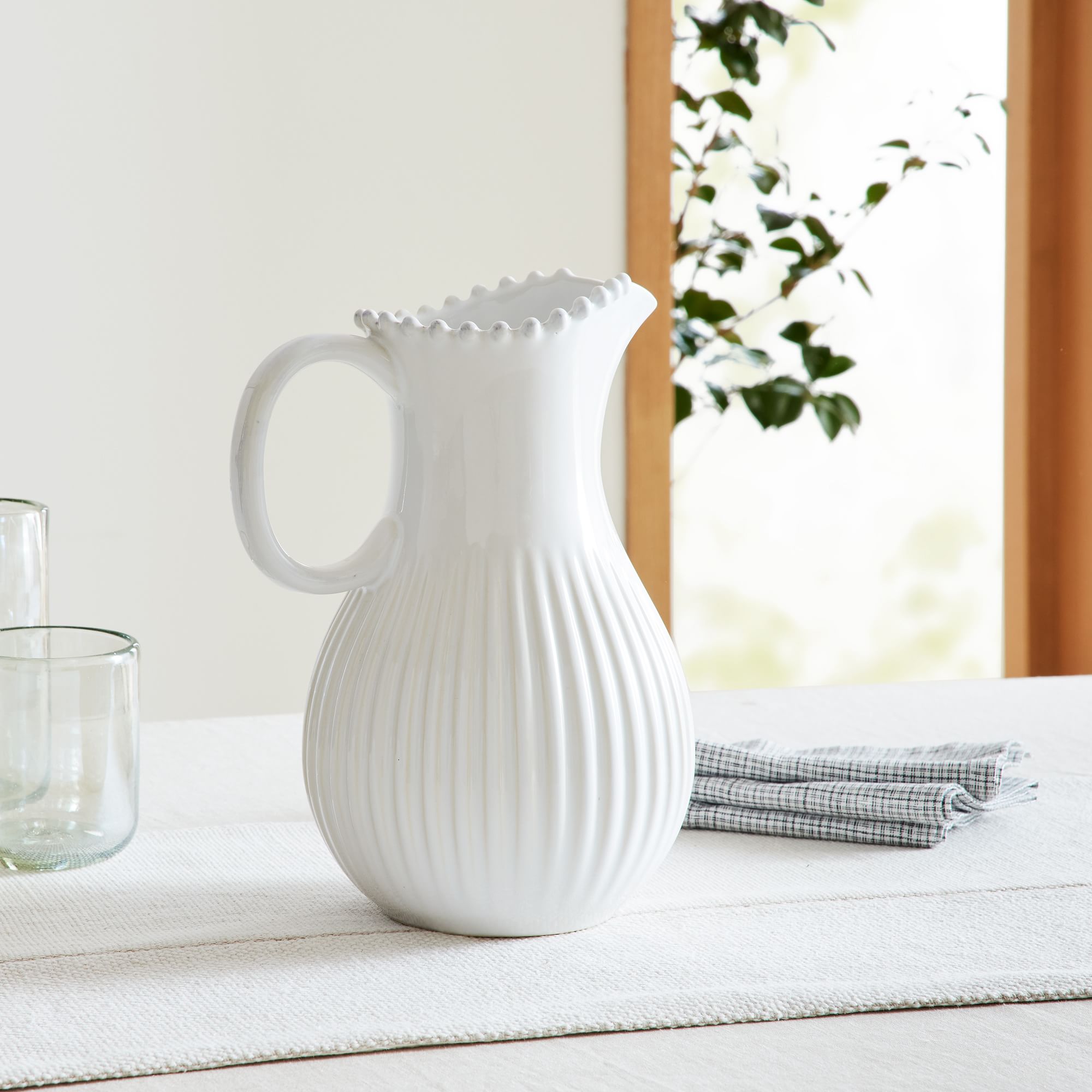 Costa Nova Pearl White Pitcher | West Elm