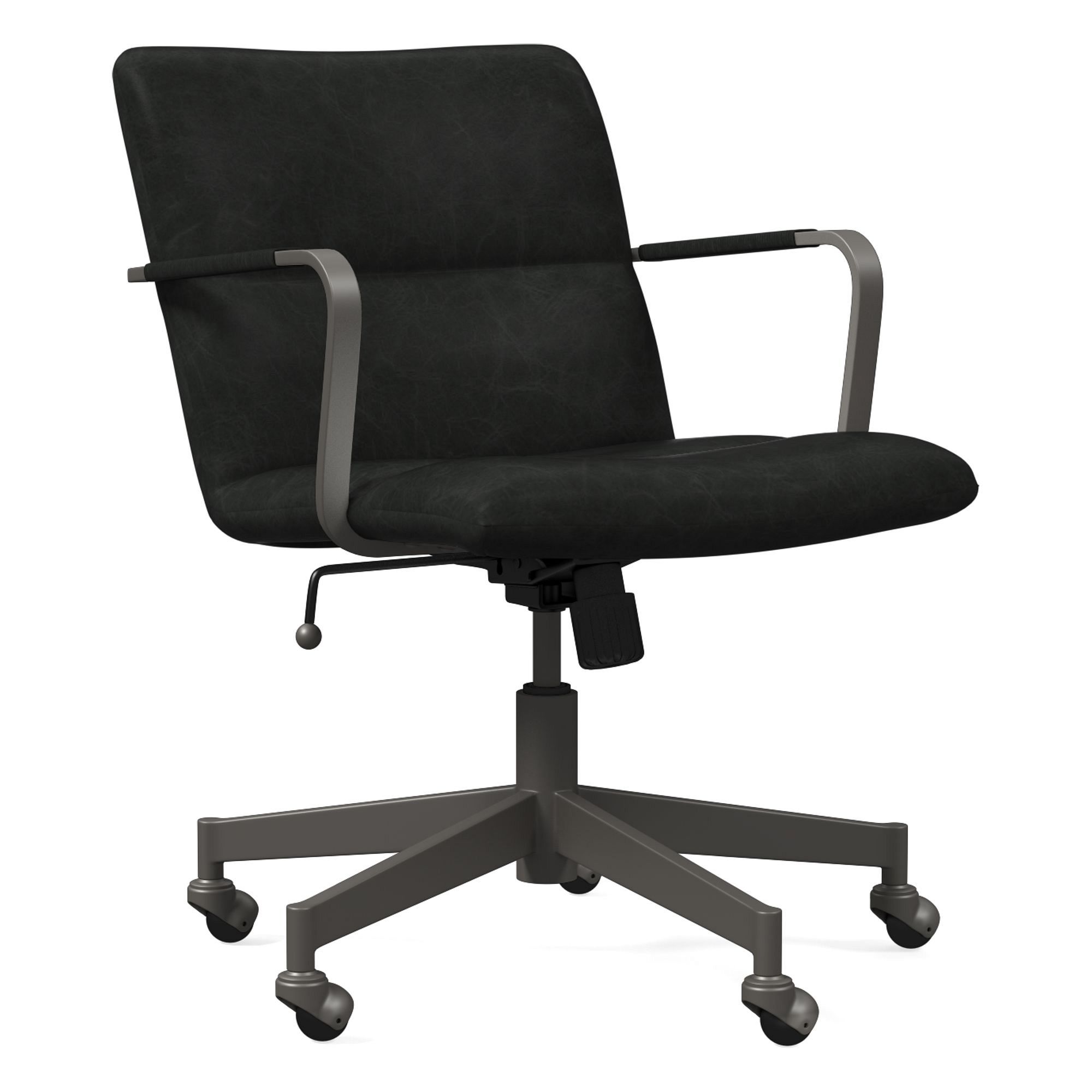 Cooper Mid-Century Leather Swivel Office Chair | West Elm