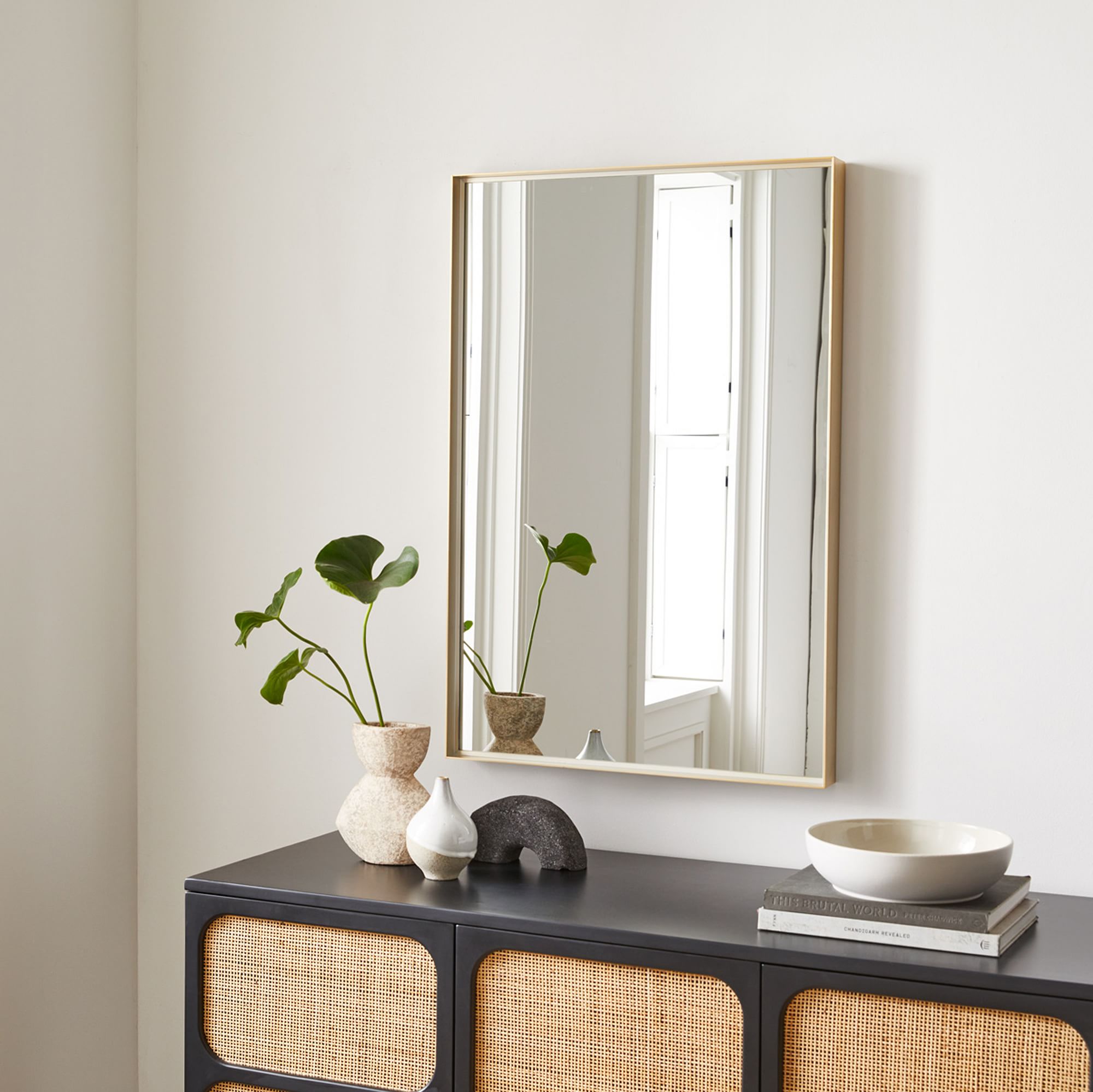 Deep Frame Rectangle Thin Metal Wall Mirror | West Elm