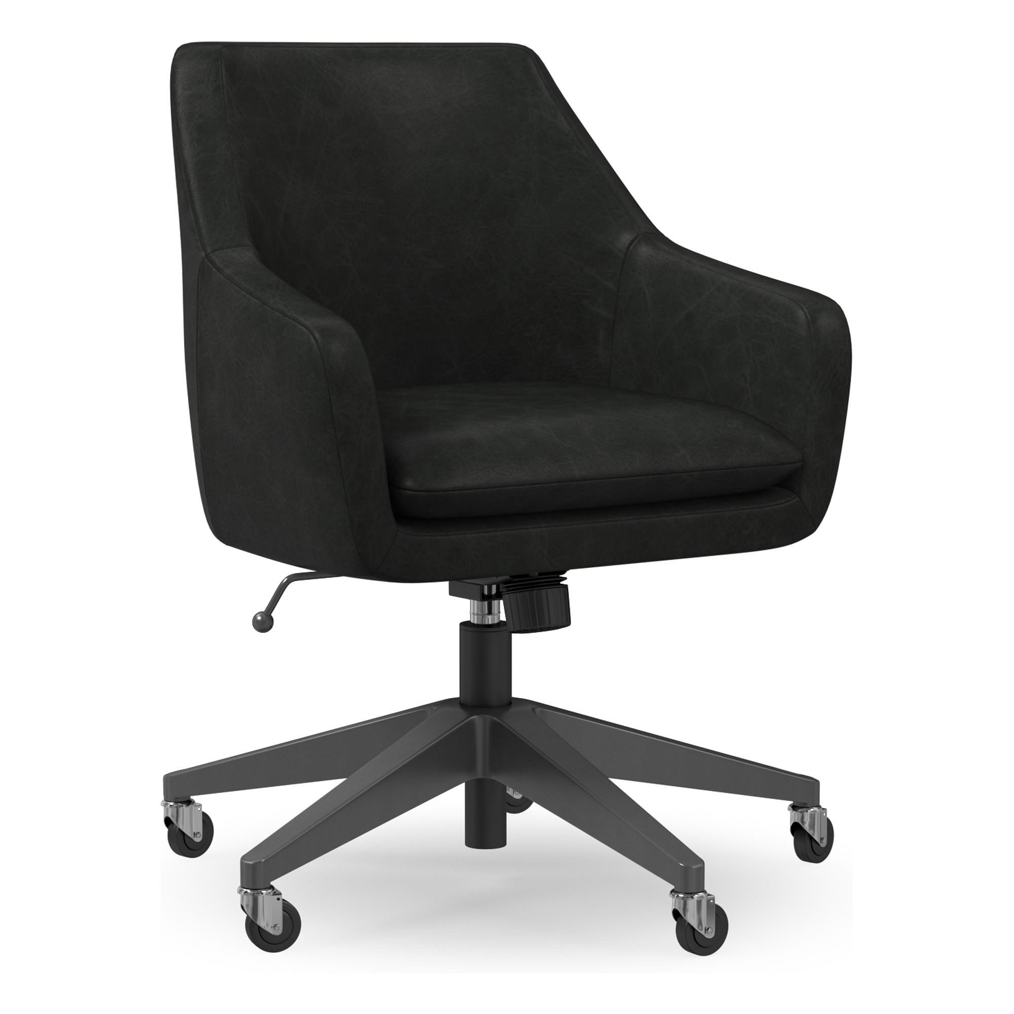 Helvetica Leather Swivel Office Chair | West Elm