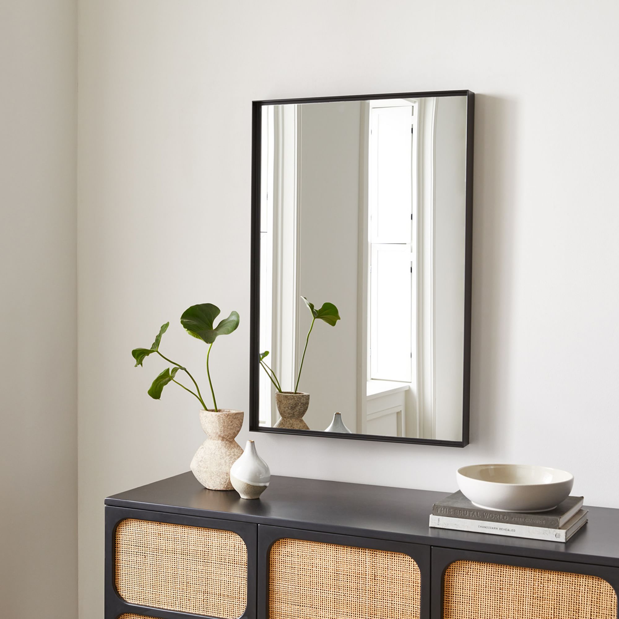 Deep Frame Rectangle Thin Metal Wall Mirror | West Elm