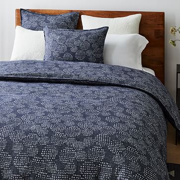 Organic Flannel Dotted Jacquard Duvet Cover & Shams | West Elm