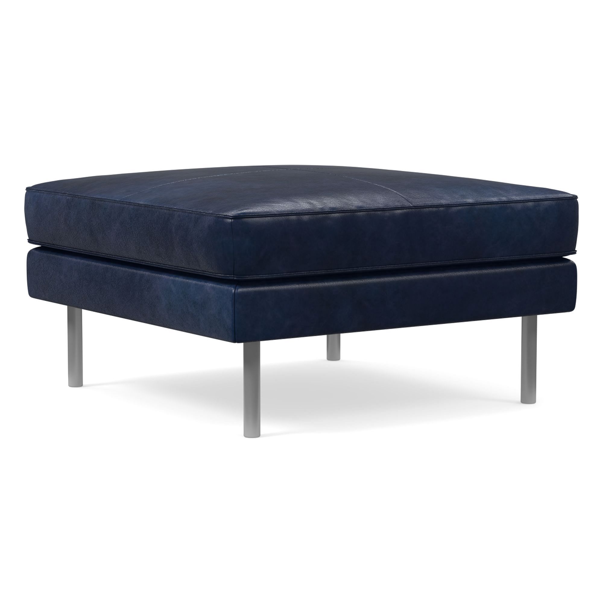 Axel Leather Ottoman | West Elm