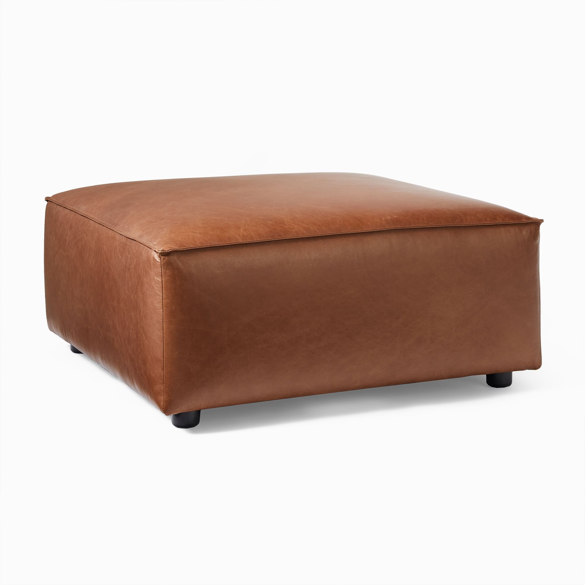 Remi Leather Ottoman | West Elm