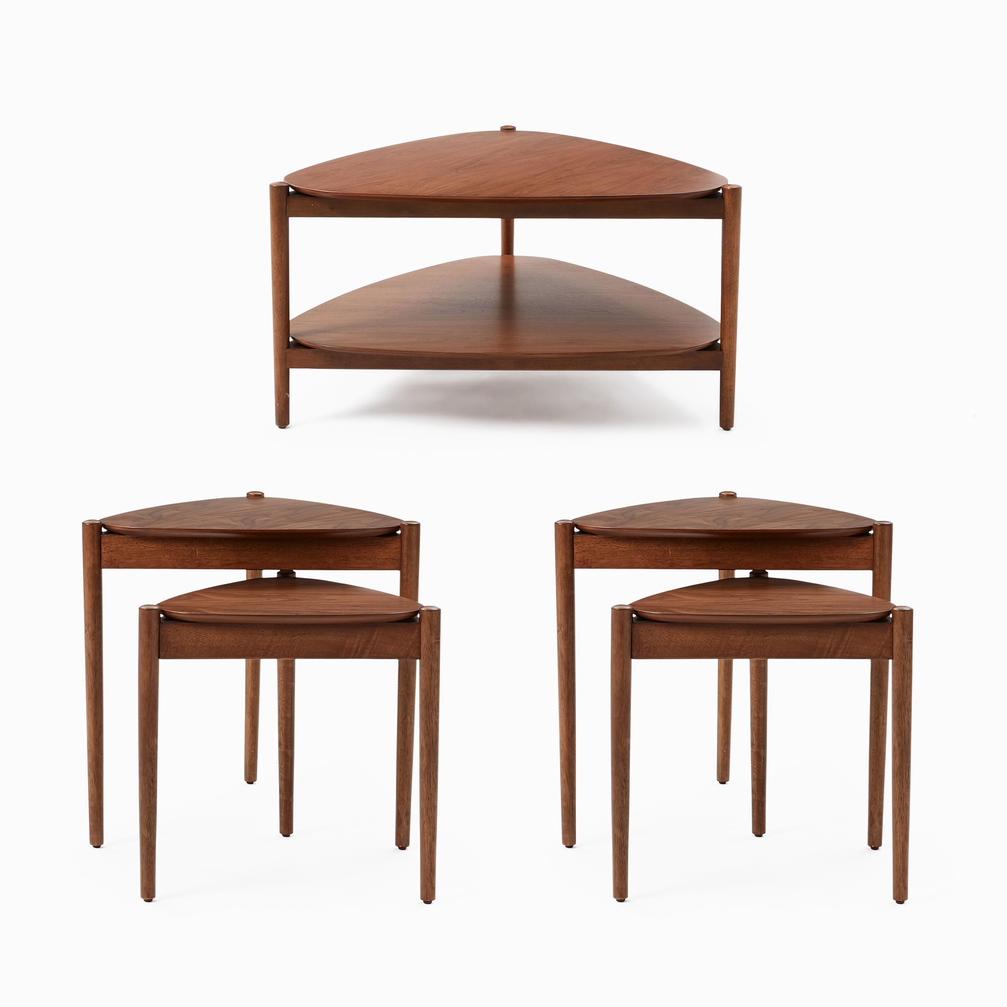 Retro Tripod Coffee Table & 2 Nesting Tables Set | Modern Living Room Furniture | West Elm